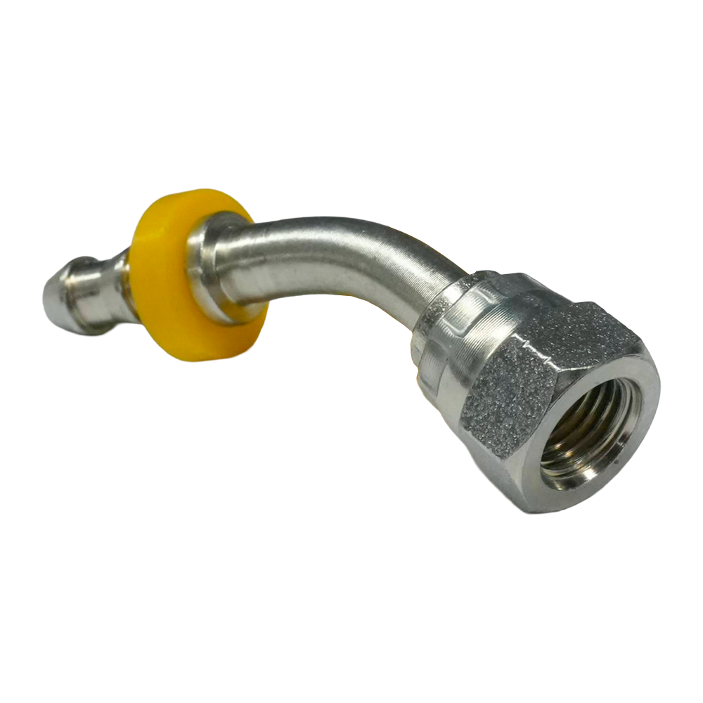 HEMBRA SAE PUSH LOCK EN CODO A 45º DE ACERO 4-5