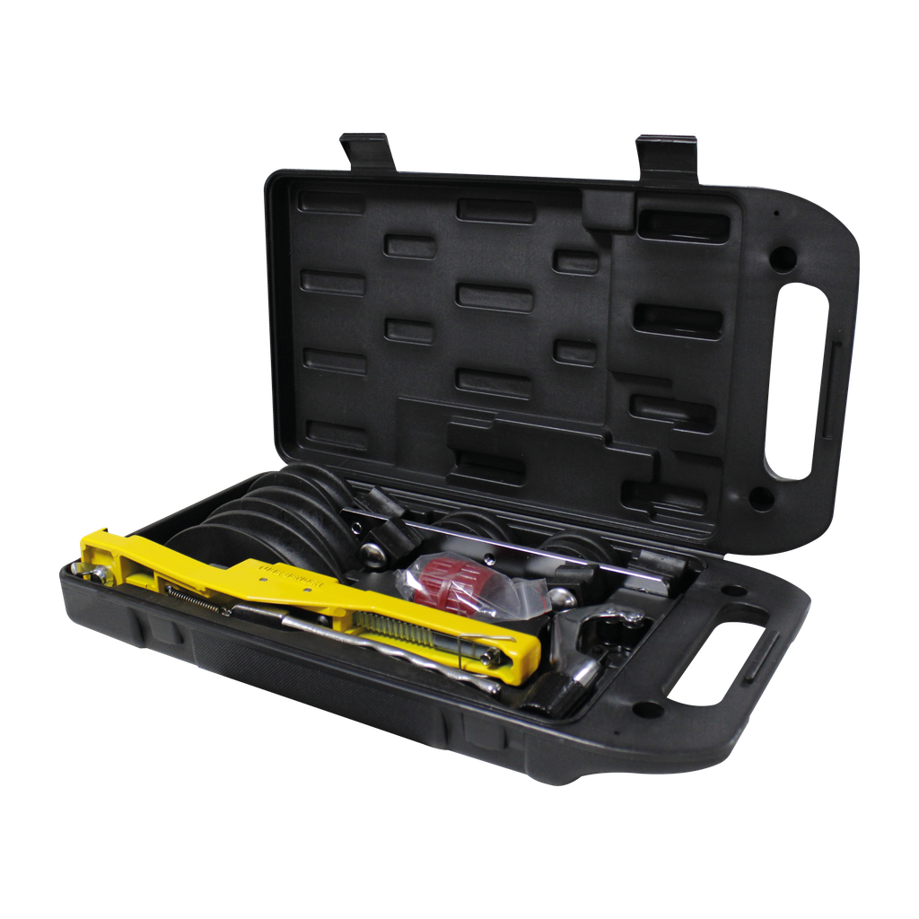 DOBLADORA DE TUBOS MULTI TAMAÑOS 3/8" A 7/8" INCLUYE 5 RUEDAS DE DOBLADO, UN CORTATUBOS Y UN ESCARIADOR