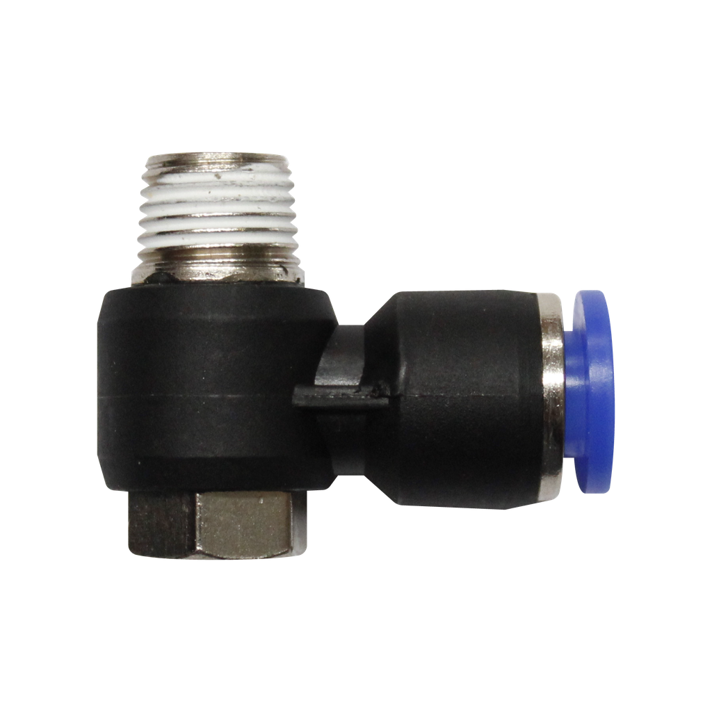 Racor rápido codo orientable cuerda 1/2" BSP manguera 8 MM