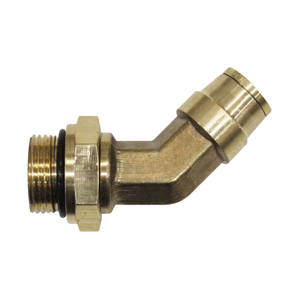 Codo a 45° giratorio Macho NPT 3/8 - 14 mm