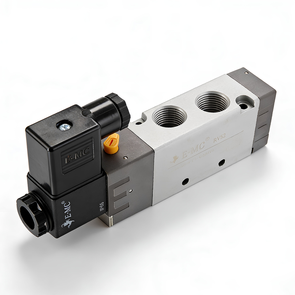 Electroválvula 5/2 una bobina, tamaño 3, 110 VAC puertos 1/4" BSP