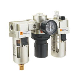 [EC3000-035-T] Combinación Filtro Regulador y Lubricador EC3000-035-T FRL 3/8" NPT, manómetro redondo, Bar/Psi, purga manual, 25um