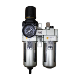 [EC3010-03D5] Combinación Filtro Regulador y Lubricador FRL, manómetro redondo, grado de fitración 25 micras, Tamaño 3, vasos metálicos, 145 PSI, purga autómatica, puertos 3/8" BSP
