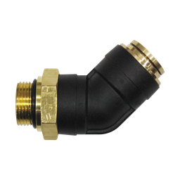 [RQ-MPL54-DOT-06-M16] Codo plástico a 45° Macho métrico, 3/8 - 16 mm