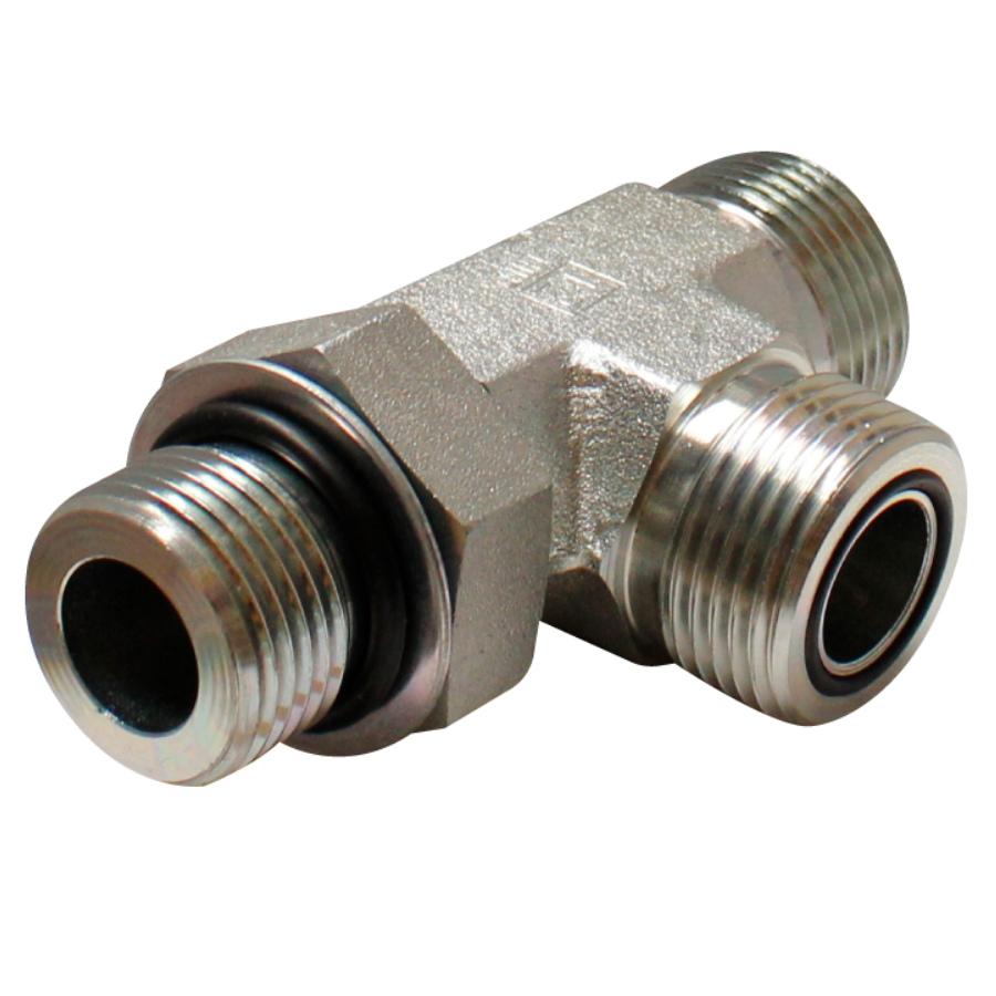 [FS-6804-06-06-04] Tee Macho cara plana x Macho O´ring Boss lateral x Macho cara plana