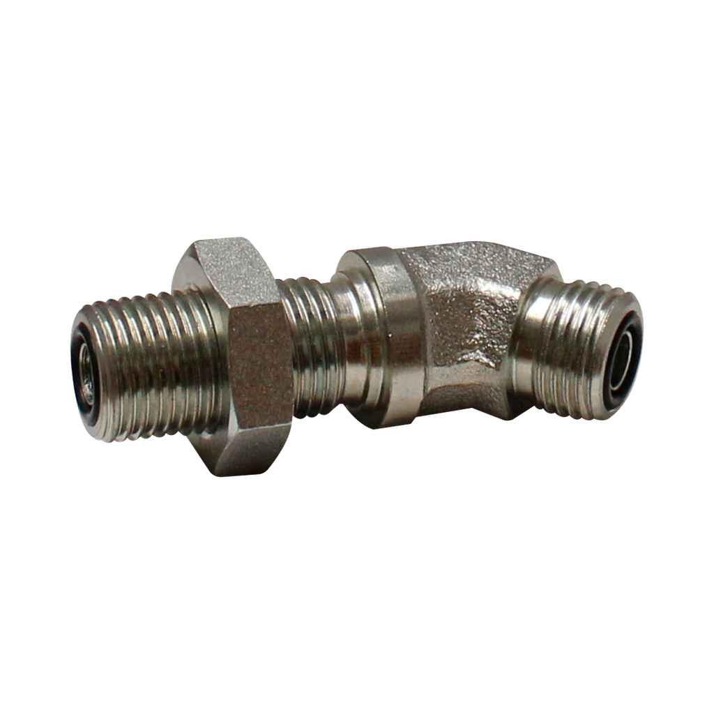 [FS-2702-LN-20-20-O] Codo Unión a 45° Pasamuros Cara Plana con Tuerca
