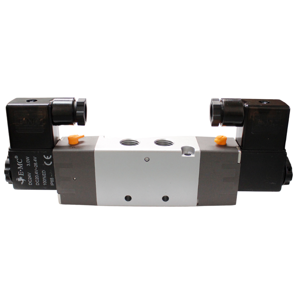 [RV5222-08E4] Electroválvula  5/2 Biestable, Puertos 1/4'' Cuerda tipo "G", Muelle: neumático, 24 VDC, Caudal 800 LT/min Mod. RV5222-08E4