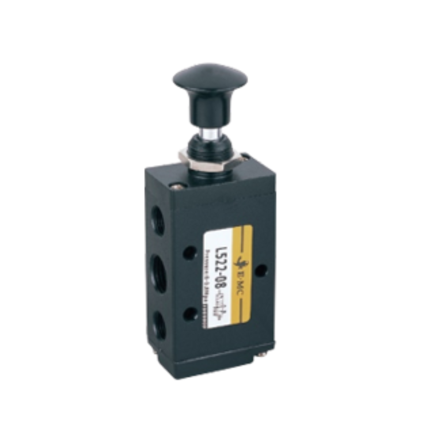 [L521-06S-T] Válvula jaladera manual, 5/2, retorno por resorte tamaño 1, puertos 1/8" NPT