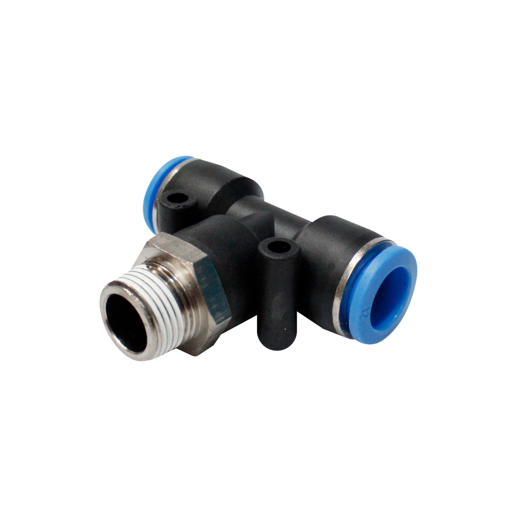 [PT10 1-2] Conector rápido "T" cuerda 1/2" BSP manguera 10 MM