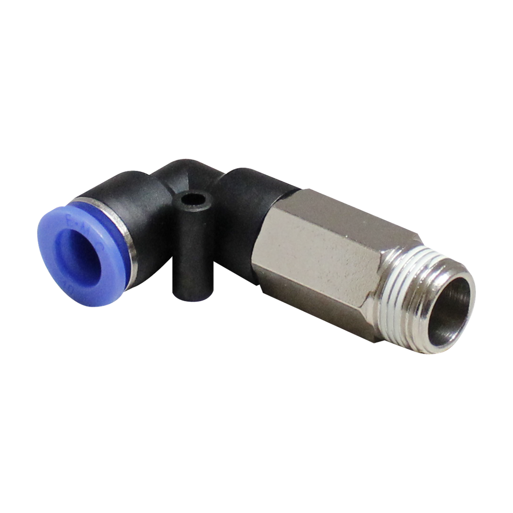 [PLL08 1-8] Conector Rapido en codo a 90° Largo Macho manguera 8 MM X 1/8" BSP
