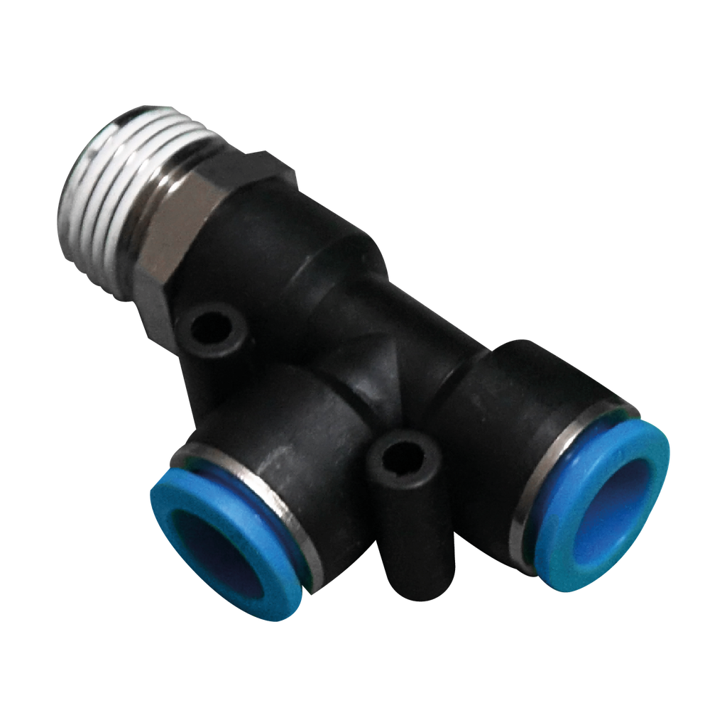 Conector rápido en codo a 90° Macho manguera 6 MM cuerda lateral M5