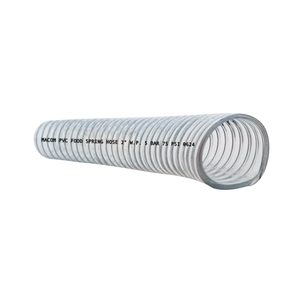 [PVCFOODSPRING-2] MANGUERA DE PVC GRADO ALIMENTICIO TRANSPARENTE CON RESORTE 2"x 30mts