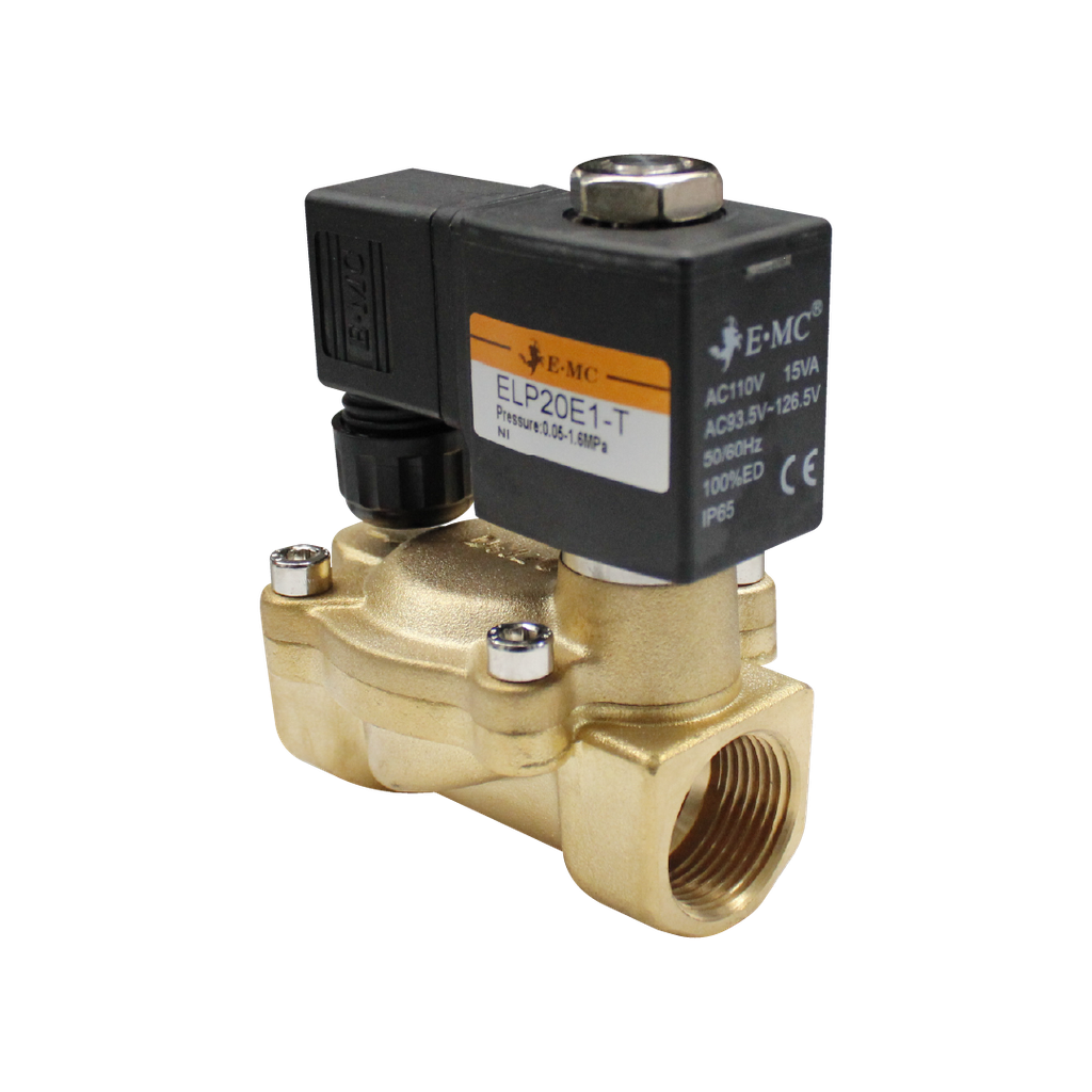 [ELP20E1-T] Válvula Solenoide, N.C,para fluidos: aire ,aceite, agua y agua caliente, presión de trabajo 25 bar, temperatura de trabajo -20 a 80 °C, 110 VAC 3/4'' NPT
