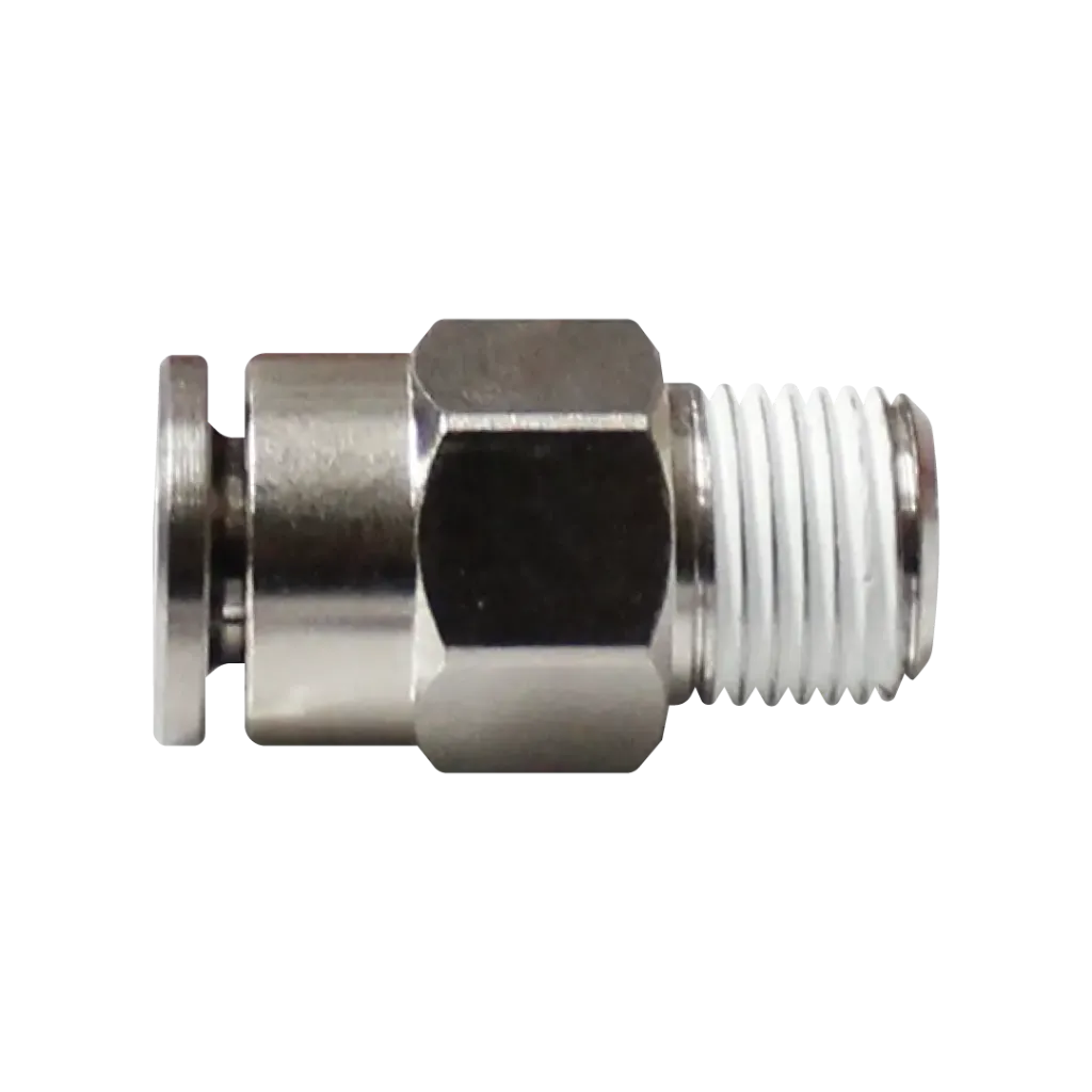 [EMC12-01P-A] Racor rápido recto metálico, latón niquelado, manguera 12mm rosca 1/8'' PT