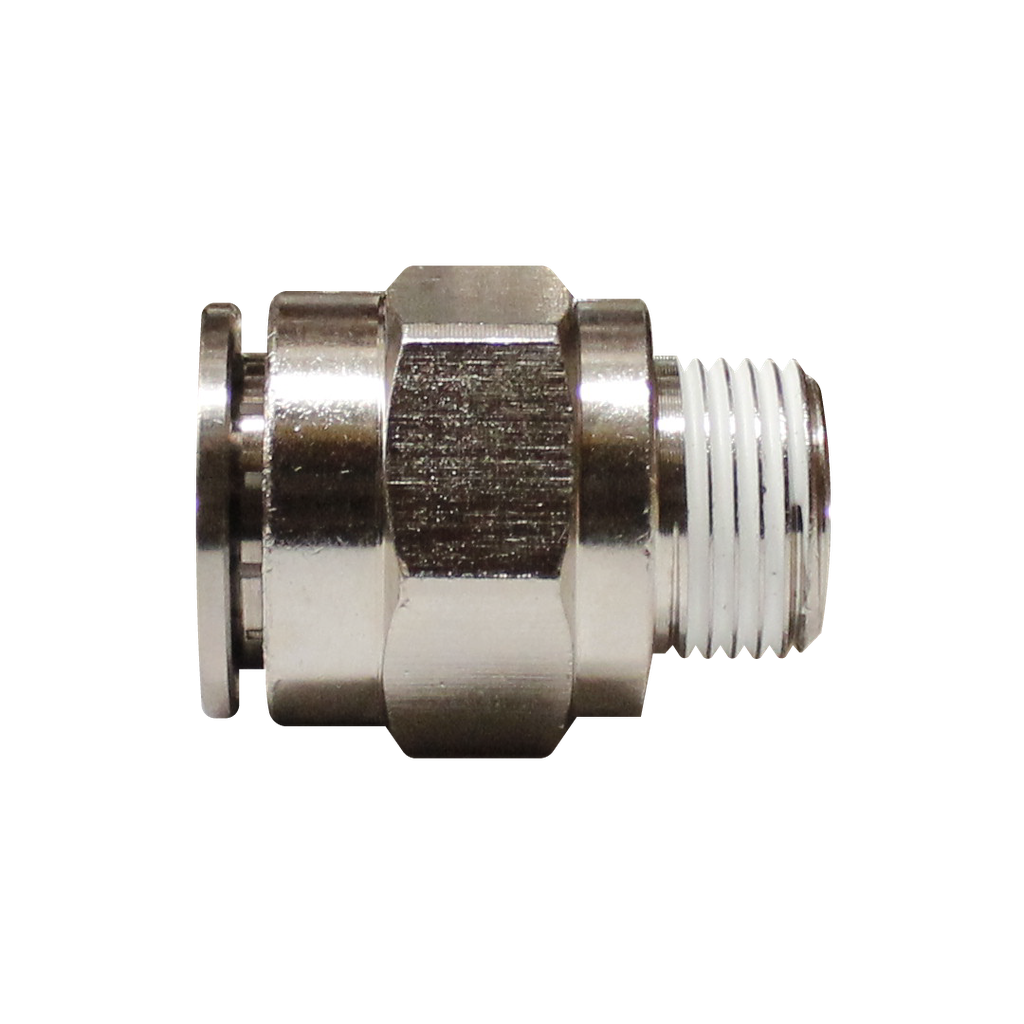 [EMC16-03P-A] Racor rápido recto metálico, latón niquelado, manguera 16mm rosca 3/8'' PT