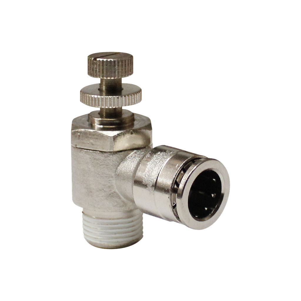 [EMSC08-04P-A] Regulador de caudal latón niquelado, diamétro de manguera 8mm cuerda 1/2''PT