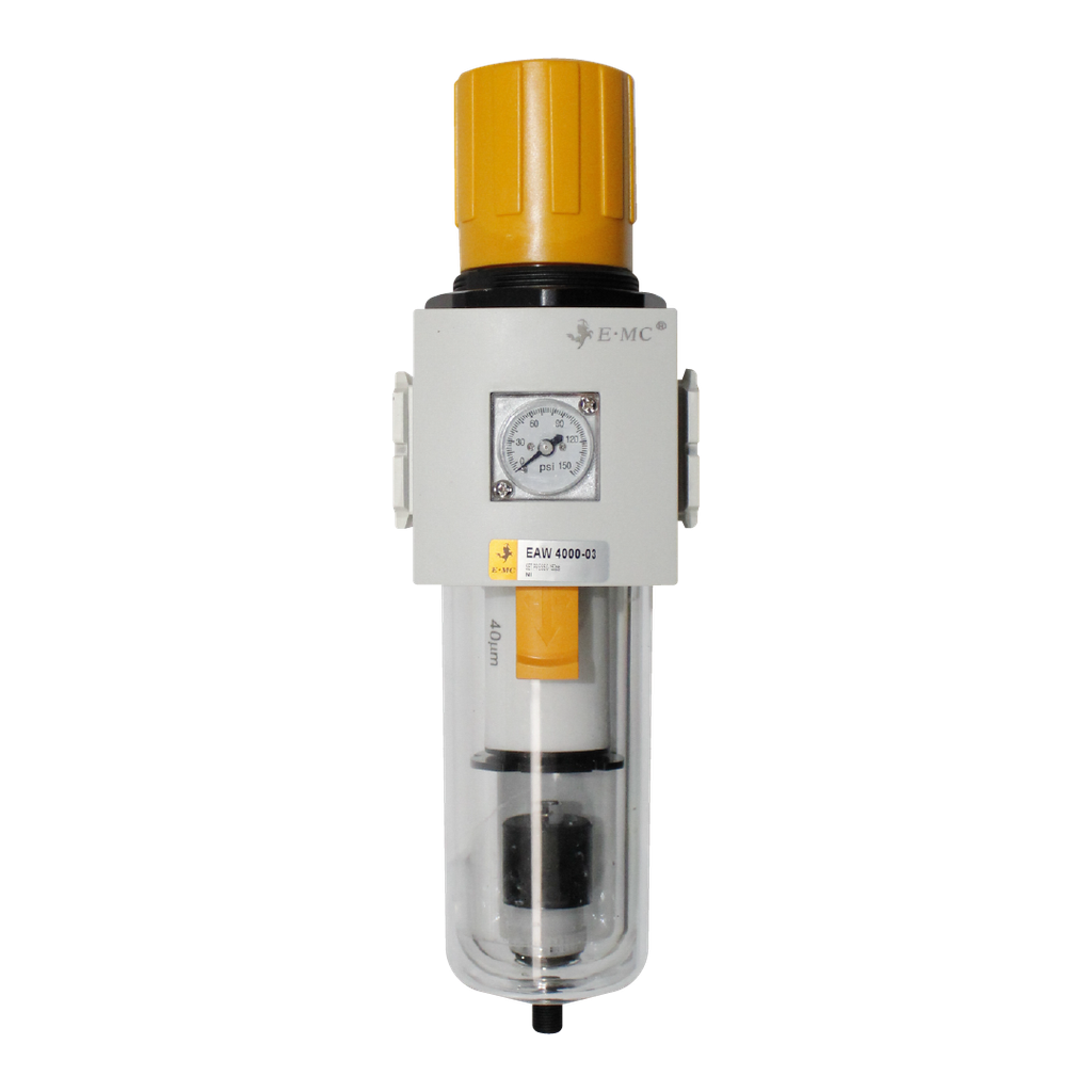[EAW4000-03DF3-T] Unidad Filtro y regulador FR, tamaño 4, manómetro redondo, 10 Bar/145 Psi, pruga autómatica 3/8" NPT