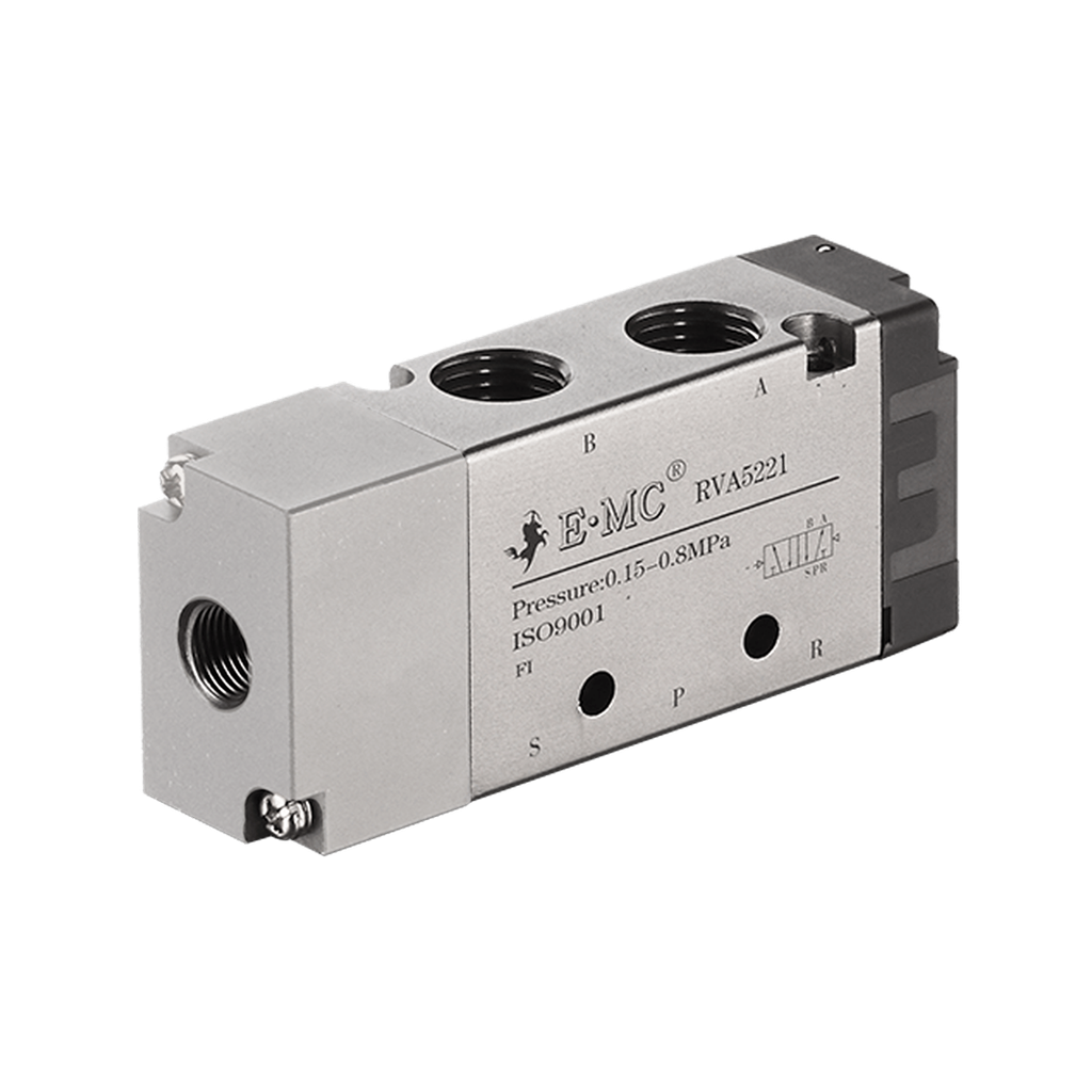 [RVA3221-08Q] Válvula de arranque progresivo para alimentación de aire lento, tamaño 2, 24VDC, montaje tipo DIN, sin manómetro puertos 1/4'' BSP