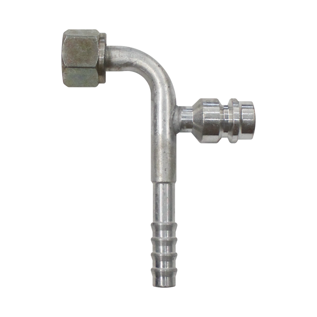[AC-FT2312-A] Espiga 5/8 a 90° hembra O-Ring con válvula de alta presión 7/8-18UNF