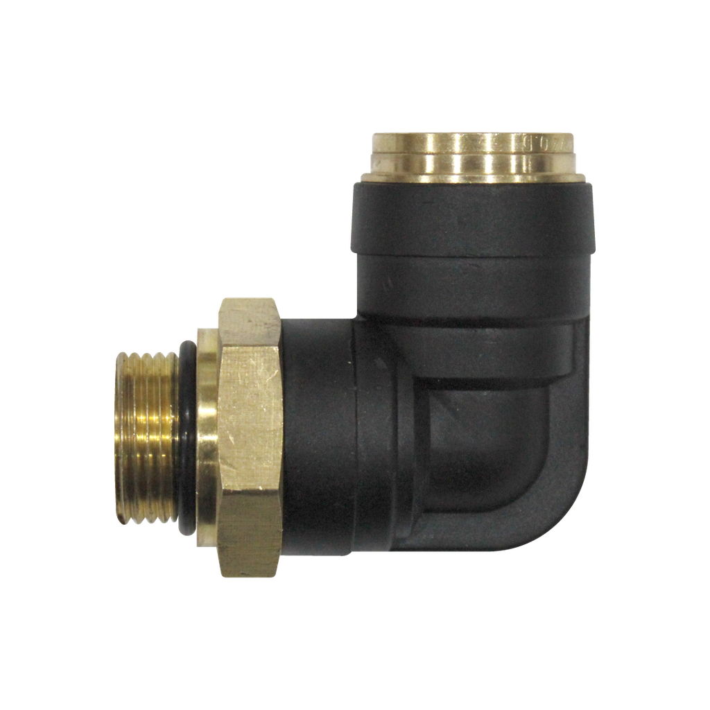 [RQ-MPL69-DOT-10-M22] Codo plástico a 90° giratoria Macho NPT 5/8 - 22 mm
