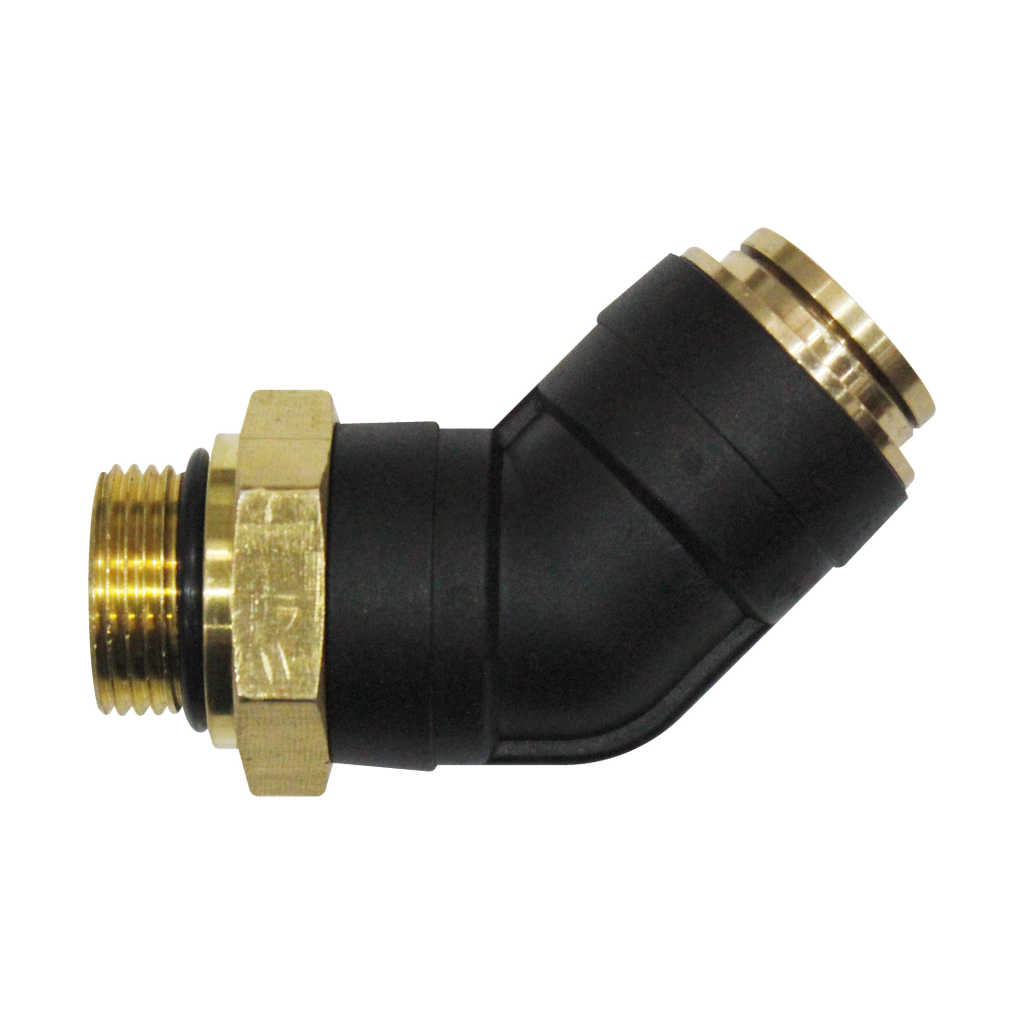 [RQ-MPL54-DOT-08-M12] Codo plástico a 45° giratoria Macho NPT 1/2 - 12 mm