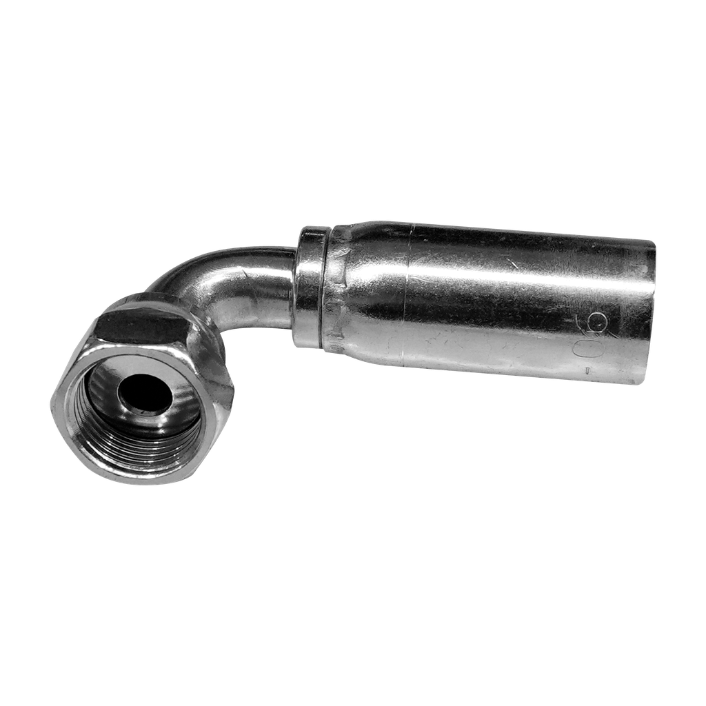 [KTP82-0813] HEMBRA CARA PLANA CODO A 90° P/MANG. TERMOPLASTICA 8-8