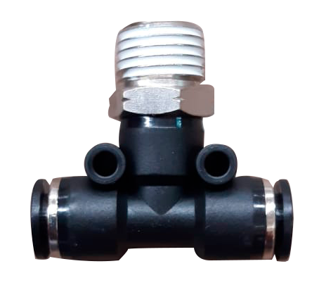 [PB 1-2 1-2] Conector Rápido  en "T" rosca NPT macho de 1/2 diámetro de manguera 1/2"